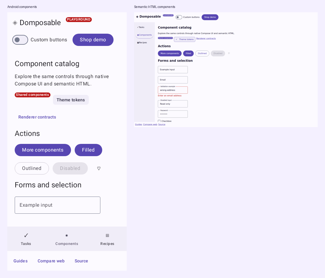 Shared components on Android and in a browser